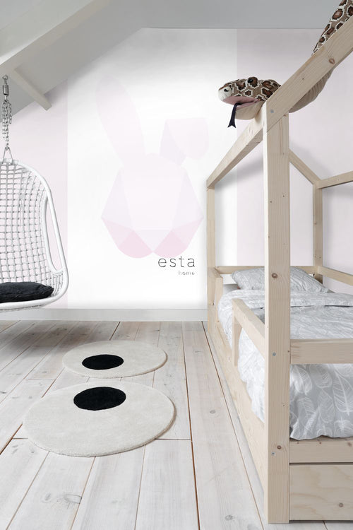 ESTAhome fotobehang groot origami konijn zacht roze - 139.5 x 279 cm - 158855 - vtwonen shop