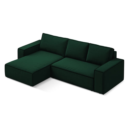 LaMiaSofa hoekbank links Livorno - velours - flessengroen - 290x185x82