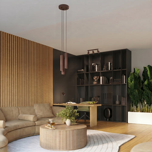 Sollux Lighting Hanglamp KARBON 3P bruin - 19,5x19,5x108cm
