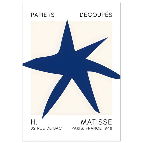 Artfulprints  Matisse – Star of the sea navy blue II   poster A4 21x29.7 cm - vtwonen shop