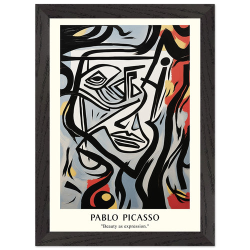 Artfulprints Poster met Lijst Pablo Picasso - Beauty as expression   - A4 21x29.7 cm - Meerkleurig