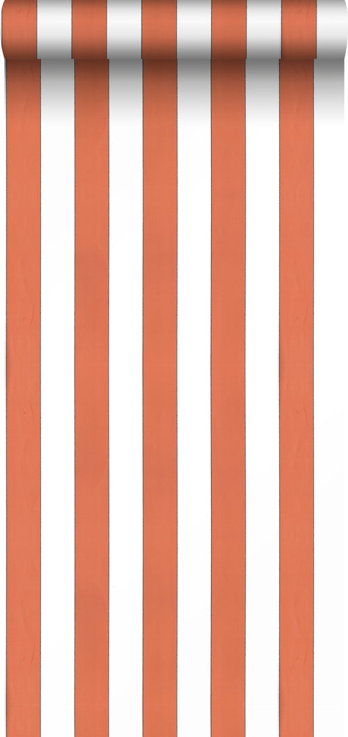 Sanders & Sanders behang strepen terracotta en wit - 53 cm x 10.05 m - 640720