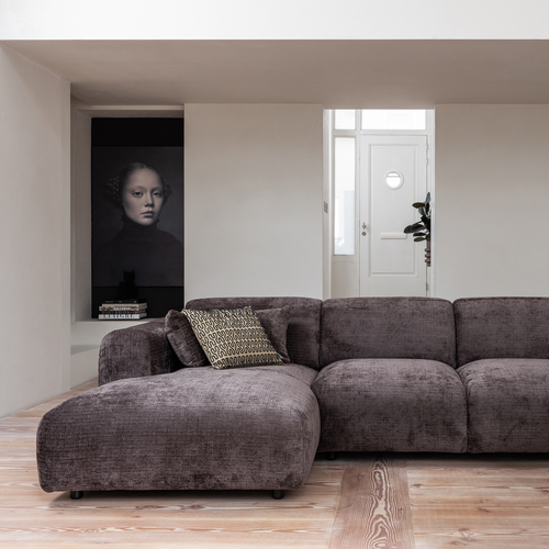 WOOOD chaise longue bank links Cloud - Chenille - Bruin - 80x280x165