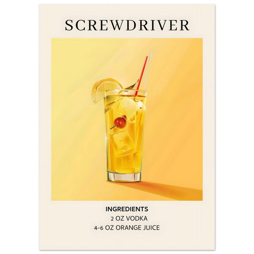 Artfulprints  Screwdriver cocktail - Ingrediënten   poster 50x70 cm - vtwonen shop