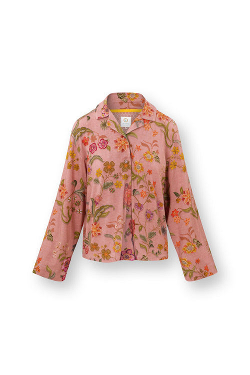 Pip Studio - Faye Pyjama t-shirt - Lange mouw Dames - Coco Flower - Koraal - S