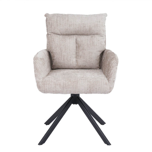 Home Deluxe ALUNA chenille eetkamerstoel met armleuningen - set van 1 beige - vtwonen shop