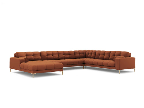 Cosmopolitan Design Panoramische hoekbank rechts Bali 7-zits, structurele stof, baksteen - 256x327x75cm