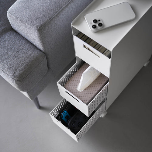 Yamazaki Tower Opbergmanden op wielen 3-laags - Wit - vtwonen shop