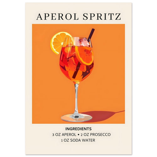 Artfulprints  Aperol Spritz - Ingrediënten   poster A4 21x29.7 cm - vtwonen shop