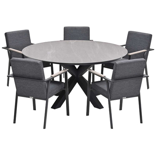 Garden Impressions tuinset Angela - Duuk - donker grijs - Ø150 cm - 6-delig
