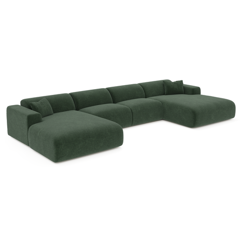 Sia Home - Symmetrische bank MYRA - Fluweel met structuur - Olijfgroen - 356cm - vtwonen shop