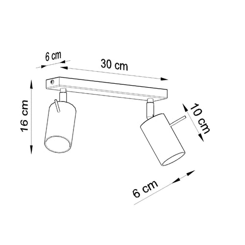 Sollux Lighting Plafondlamp RING 2 zwart - 30x6x16cm