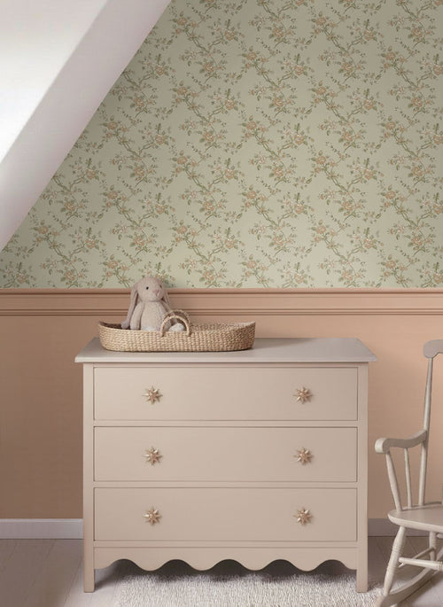 ESTAhome behang vintage bloemen vergrijsd groen - 50 x 900 cm - 132209