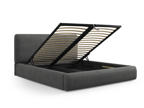 Cosmopolitan Design Opbergbed met hoofdeinde Colonel 160x200cm, chenille, donkergrijs - 220x180x100cm