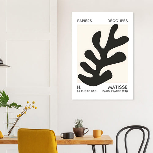 Artfulprints Poster met Lijst Matisse – Ocean petals black   - 50x70 cm - Zwart