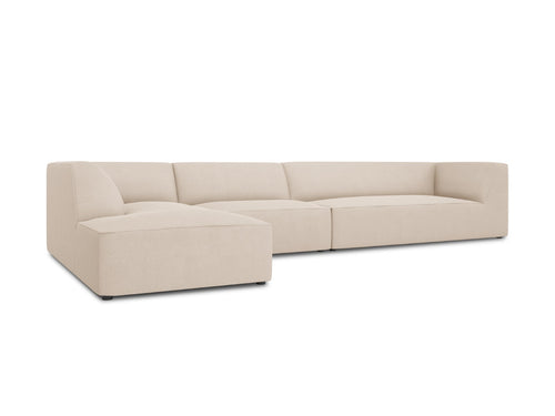Micadoni linker hoekbank Ruby 5-zits, structurele stof, beige - 180x366x69cm