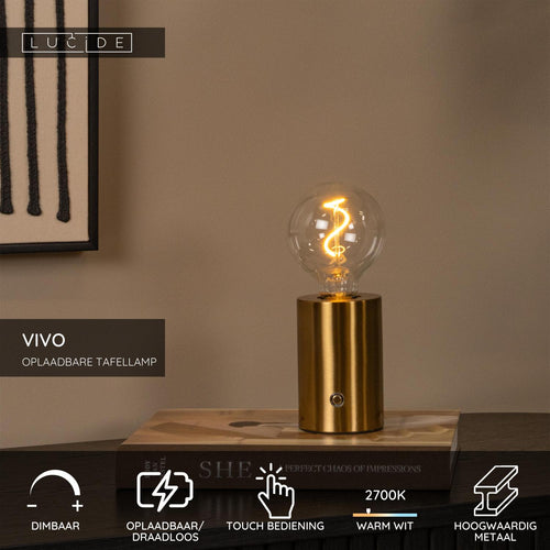 Lucide tafellamp VIVO - 1xE27 - Mat Goud / Messing