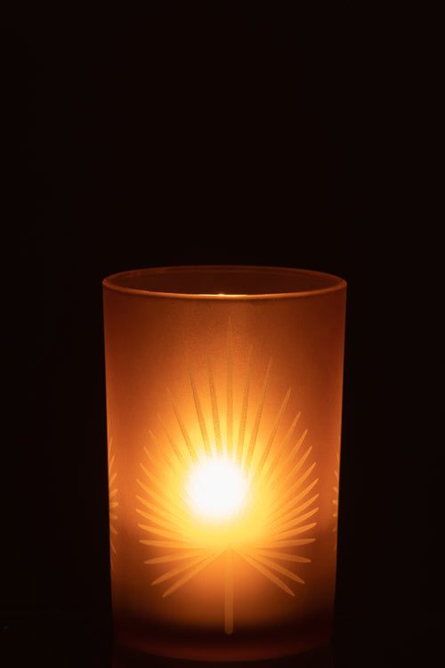 J-Line windlicht Palmblad - glas - beige - large