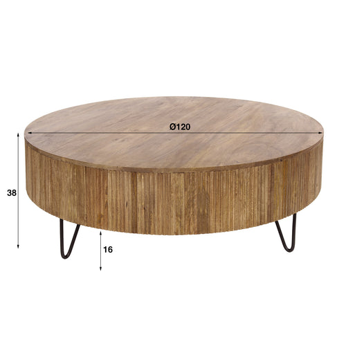 Hoyz Collection - Salontafel Wave Ø120 Cm - Massief Mango Zand - vtwonen shop