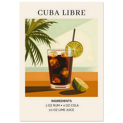 Artfulprints  Cuba Libre cocktail - Ingrediënten   poster A4 21x29.7 cm - vtwonen shop