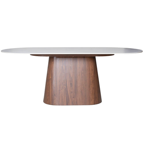 Giga Meubel Eettafel Madia - Wit Keramiek/Walnoot - 200x90x75cm - vtwonen shop