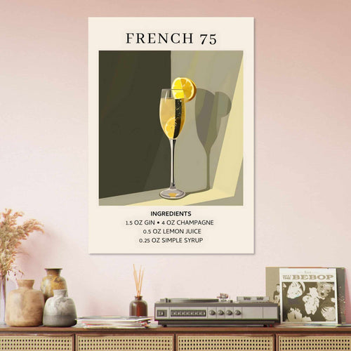 Artfulprints  French 75 cocktail - Ingrediënten   poster 70x100 cm - vtwonen shop