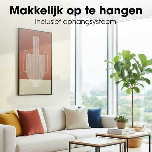 Mica Decorations Wanddecoratie - Wandpaneel Abstracte Kunst 90 x 60 x 3 cm - Woondecoratie voor Woonkamer of Slaapkamer - Donkerbruin