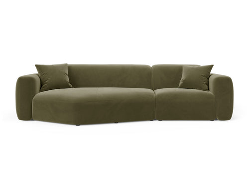 Cosmopolitan Design Modulaire hoekbank links Strino 3-zits, flueel groente - 136x308x78cm