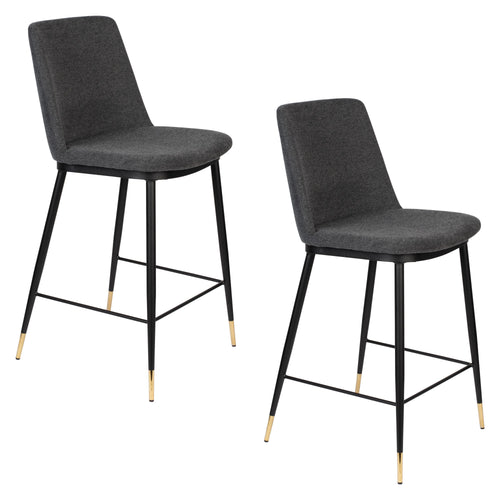 Housecraft Living Lionel Barkrukken rugleuning 65 cm Donkergrijs - Set van 2
