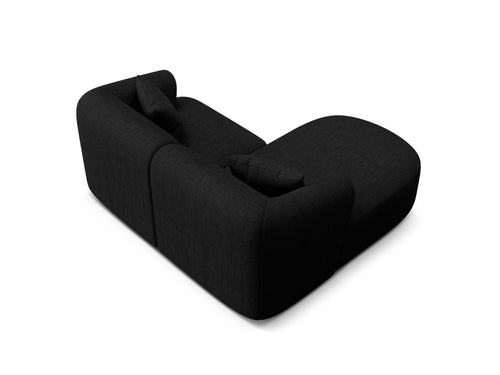 Cosmopolitan Design Modulaire hoekbank links Campi 3-zits, structurele stof zwart - 156x180x70cm