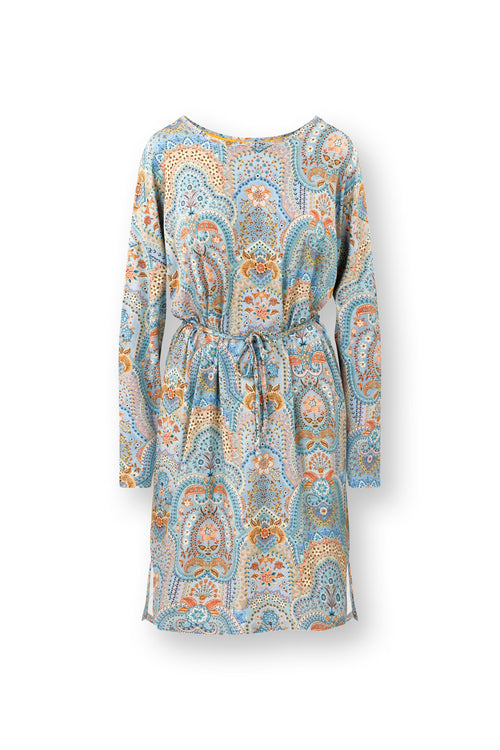 Pip Studio - Dido Nachthemd Lange Mouw Dames - Jabali - Blauw - XL - vtwonen shop