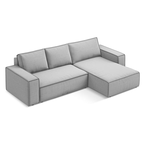 LaMiaSofa hoekbank rechts Livorno - velours - grijs - 290x185x82