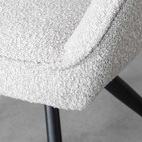 LABEL51 Eetkamerstoel Finley - Naturel Bouclé - Draaibaar - Set van 2