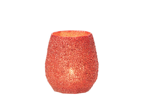 J-Line theelichthouder - glas - rood - large