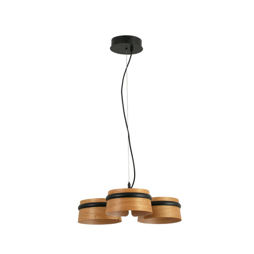 Faro Loop - LED 3 Lichts Dimbare Cluster Hanglamp Zwart, Hout