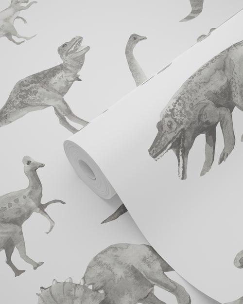 ESTAhome behang dinosaurussen grijs - 50 x 900 cm - 131203