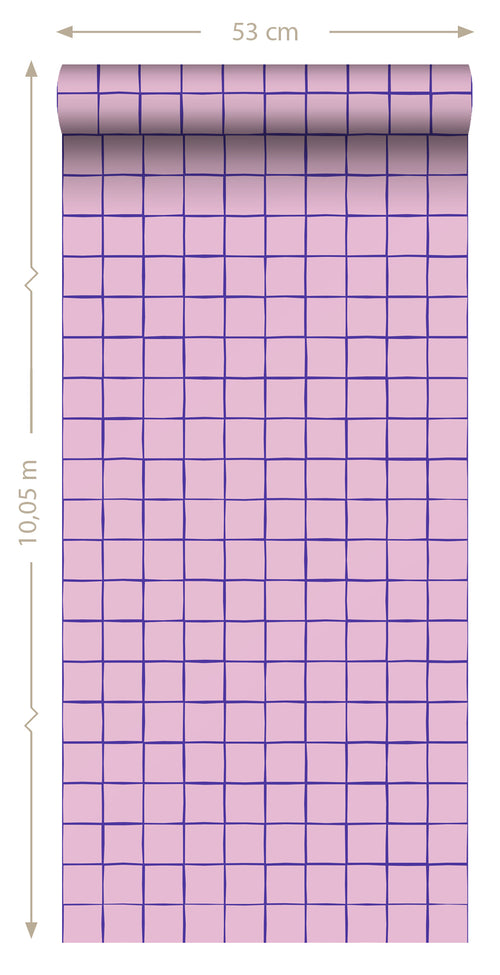 ESTAhome behang geblokt motief paars - 50 x 900 cm - 131593 - vtwonen shop