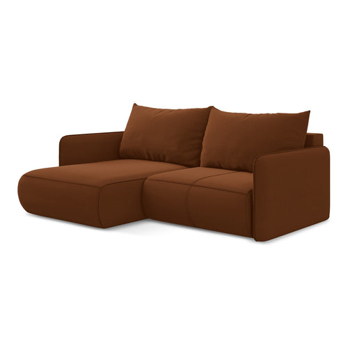 LaMiaSofa hoekbank links Palermo - velours - terracotta - 207x148x86