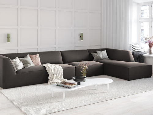 Micadoni rechter hoekbank Ruby 5-zits, flueel, donkergrijs - 180x366x69cm