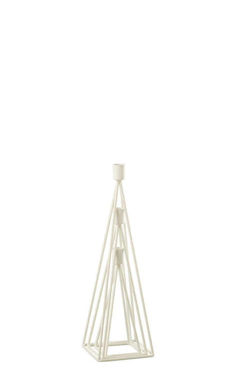 J-Line kandelaar - metaal - wit - 3 stuks