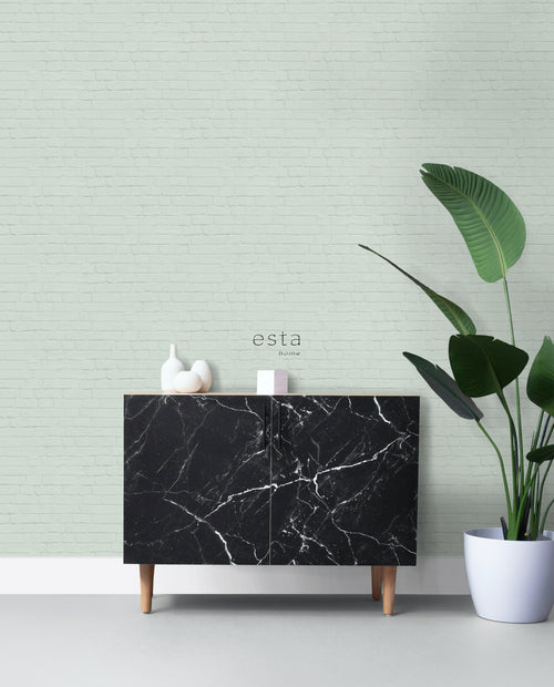 ESTAhome behang bakstenen mintgroen - 53 cm x 10.05 m - 139193