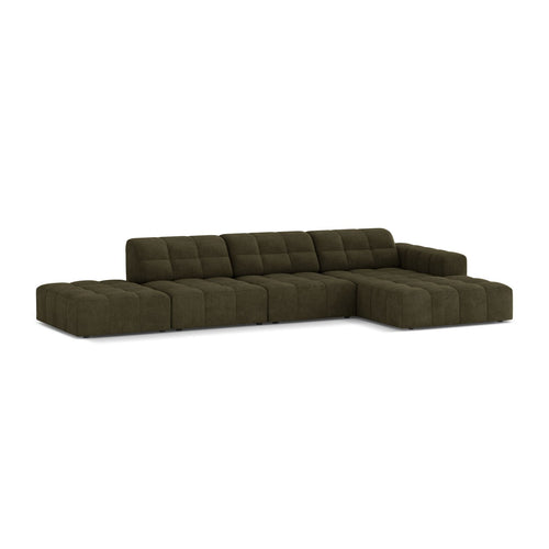 Cosmopolitan Design - Rechter hoekbank Chicago 5-zits, chenille groente - 167x348x78cm