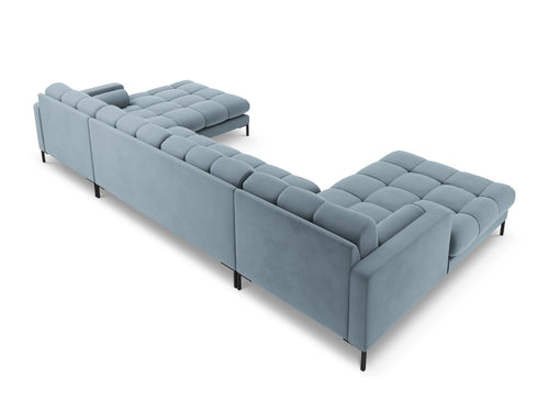 Cosmopolitan Design Panoramische bank Bali 7-zits, flueel, lichtblauw - 185x383x75cm