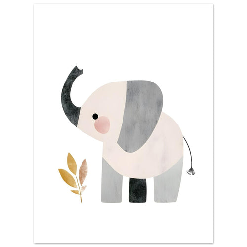 Artfulprints Poster Lieve olifant in aquarel   - 30x40 cm - Grijs