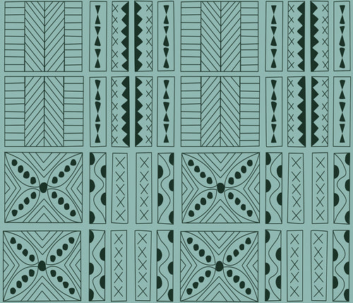 Walls4You behang etnisch motief turquoise en zwart - 53 cm x 10 m - 640142 - vtwonen shop