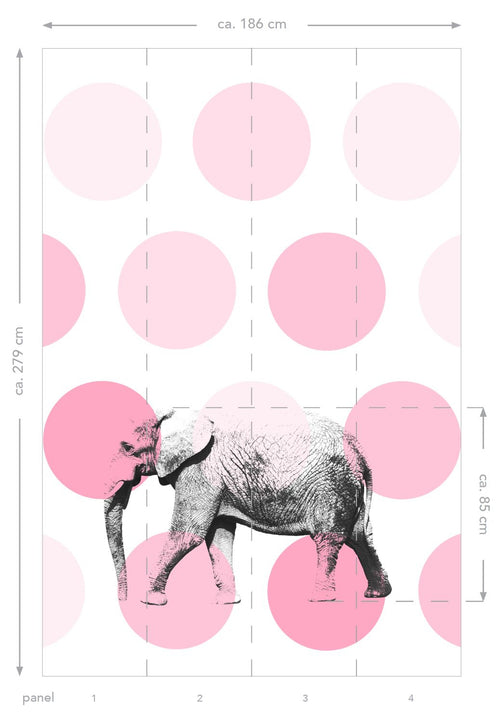 ESTAhome fotobehang olifant roze - 186 x 279 cm - 158708 - vtwonen shop