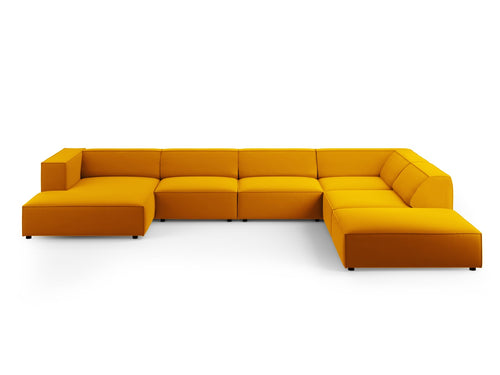 Cosmopolitan Design Panoramische hoekbank rechts Arendal 7-zits, flueel, geel - 262x364x70cm