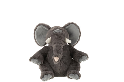 J-Line knuffel Olifant - polyester - grijs - medium