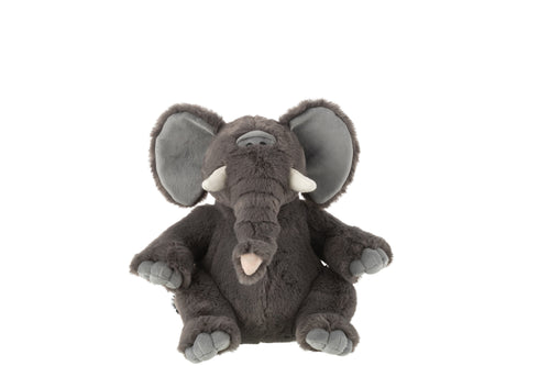 J-Line knuffel Olifant - polyester - grijs - medium