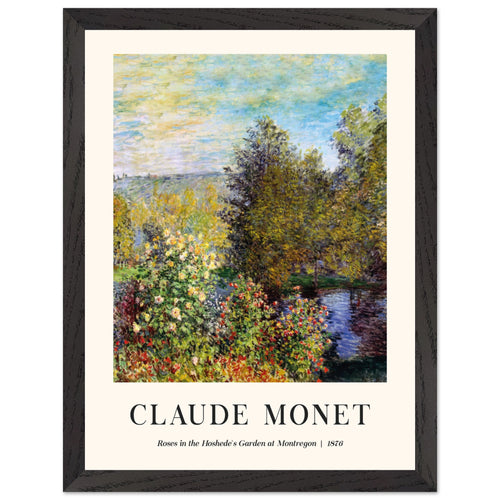 Artfulprints Poster met Lijst Claude Monet - Roses in the hoshede's garden at Montregon   - 30x40 cm - Groen